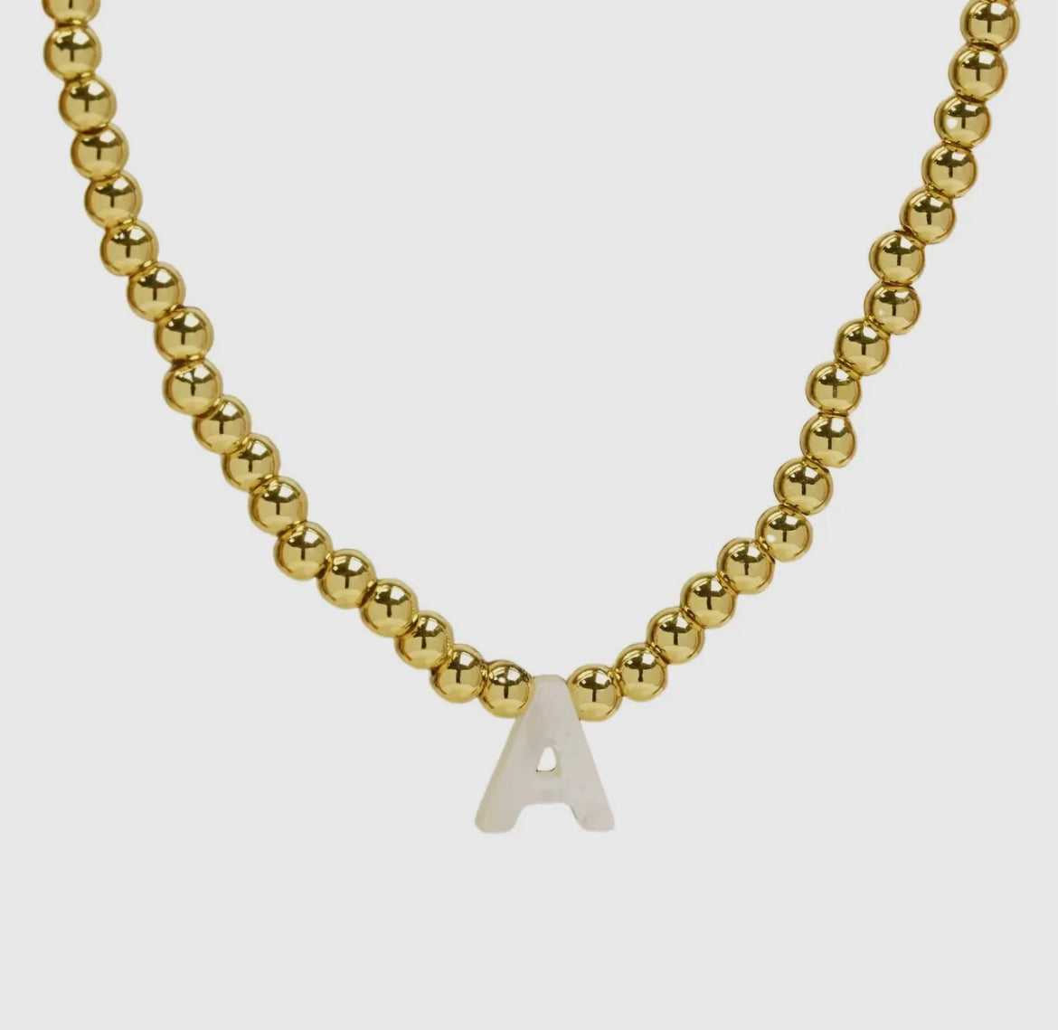 Gold Pearl Shell Initial Necklace