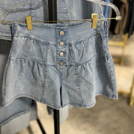 Cello High Rise Flare Jean Shorts